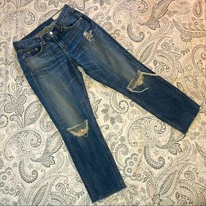 Rag & Bone Dre Distressed Slim Boyfriend Capri, Size 26